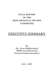 Final Report of the IBOE Missional Review Committee: Executive Summary