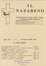 IL NAZARENO - Ottobre-Dicembre 1985