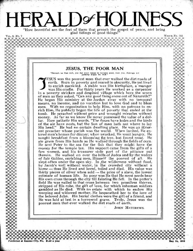 Title Page of Herald of Holiness - May 24, 1916
