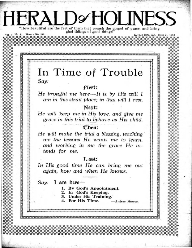 Title Page of Herald of Holiness - June 21, 1916