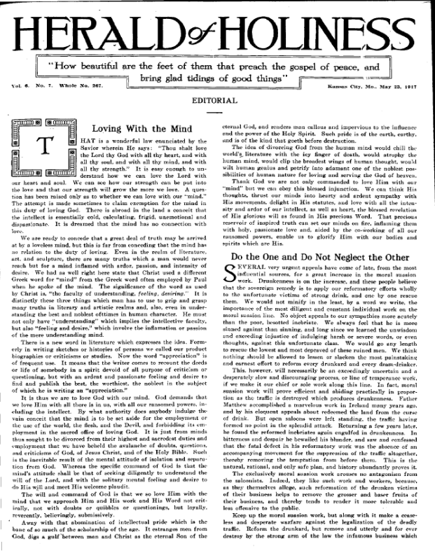 Title Page of Herald of Holiness - May 23, 1917