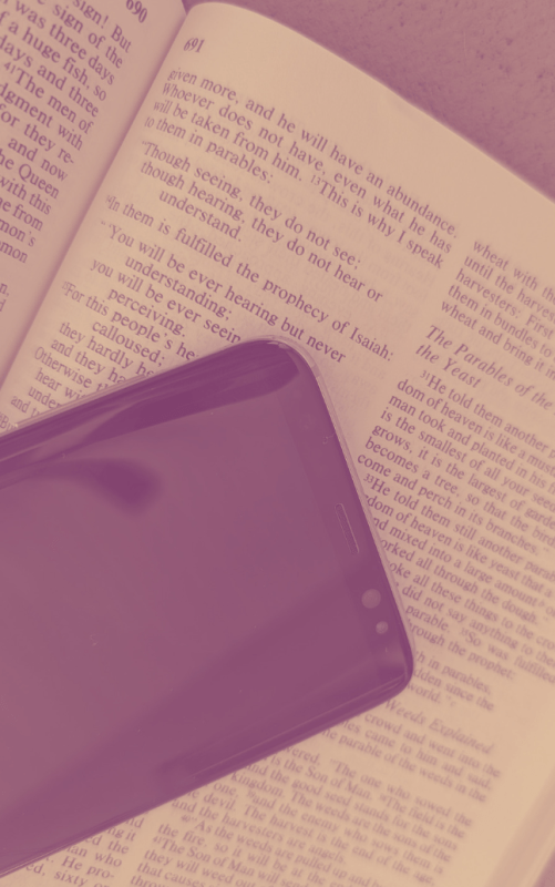 English Bible with Cell Phone Smokey Red