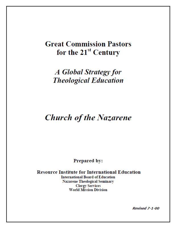 A Global Strategy for Theological Education