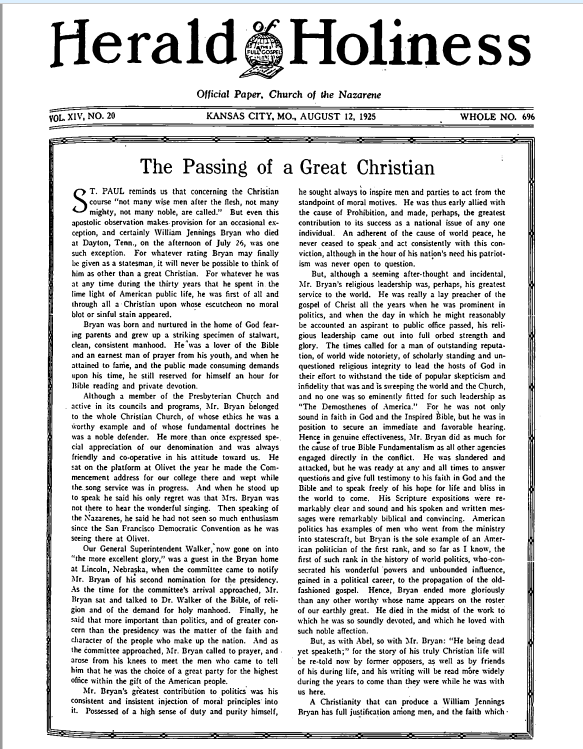 Front page of Herald of Holiness - August 12, 1925