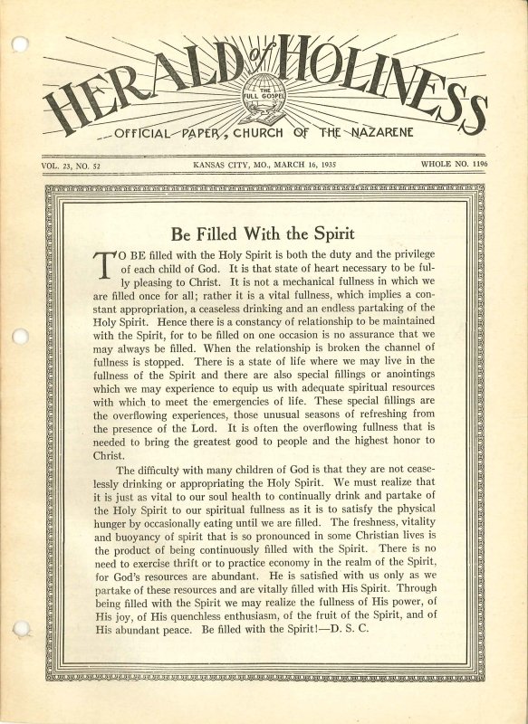 HERALD OF HOLINESS - March 16, 1935