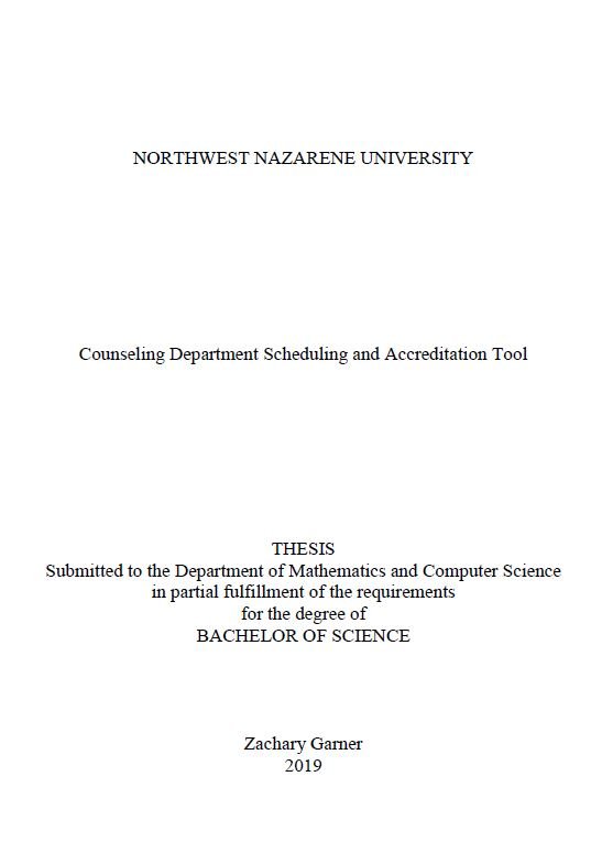 Counseling Department Scheduling and Accreditation Tool