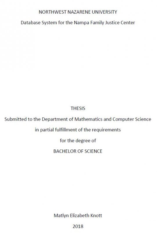Database System for Nampa Family Justice Center