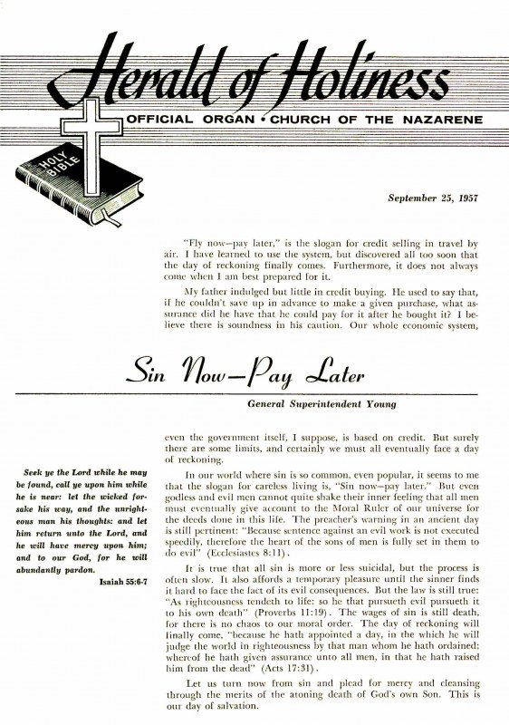 Herald of Holiness - September 25, 1957