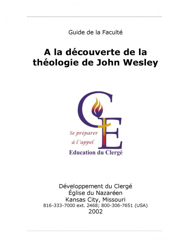 À la découverte de la théologie de John Wesley (Guide de la faculté)